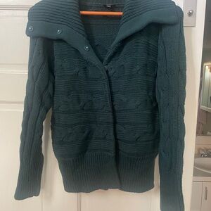 Talbots Dark Green Cable Knit Cardigan